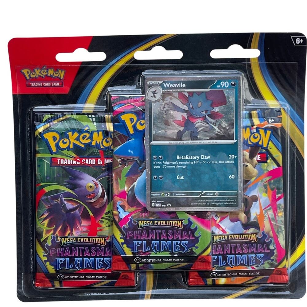New Pokémon TCG Mega Evolution Phantasmal Flames 3 Booster Pack Blister